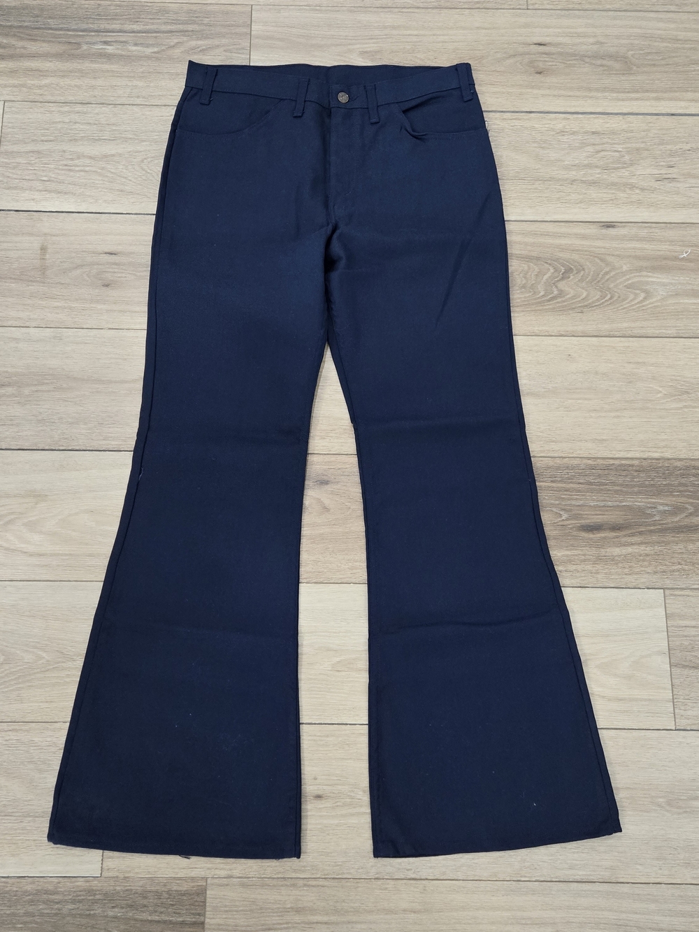 VTG 70s Levis 663 Flare Bell Bottom Pants NWT Deadstock 34x34 Navy Blue USA Made - Picture 3 of 9